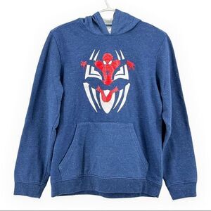 Spider-Man Marvel Kids Sweatshirt XL Blue Spotted with Large Logo in the Front